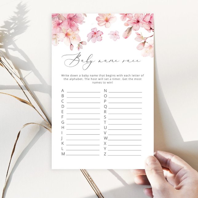 Cherry blossom baby name race baby shower game (Creator heeft geüpload)