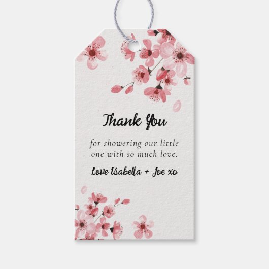 Cherry Blossom Baby shower Bedankt Cadeaulabel (Voorkant)