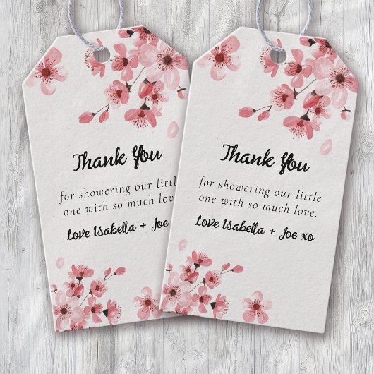Cherry Blossom Baby shower Bedankt Cadeaulabel