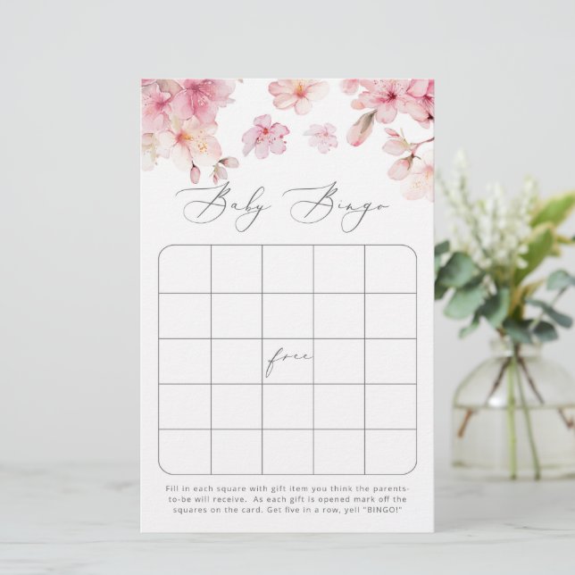 Cherry blossom baby shower bingo game (Staand voorkant)