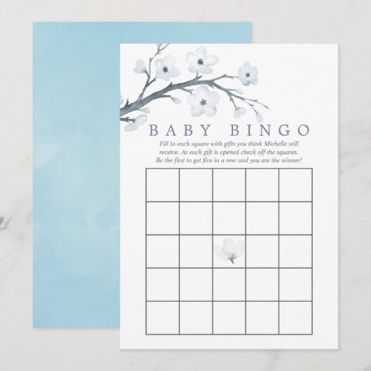 Cherry Blossom Baby shower Bingo Kaart (Voorkant / Achterkant)