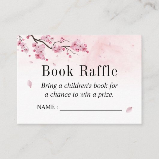 Cherry Blossom Baby shower Boek Raffle Tickets Informatiekaartje (Voorkant)