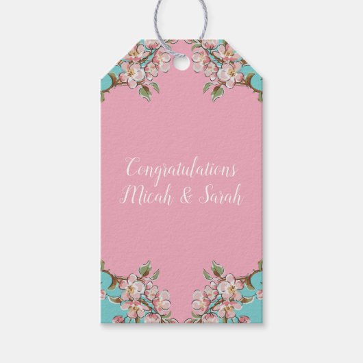 Cherry Blossom Baby shower Cadeaulabel (Voorkant)