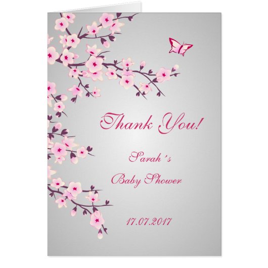 Cherry Blossom Baby shower Dank je wel (Voorkant)