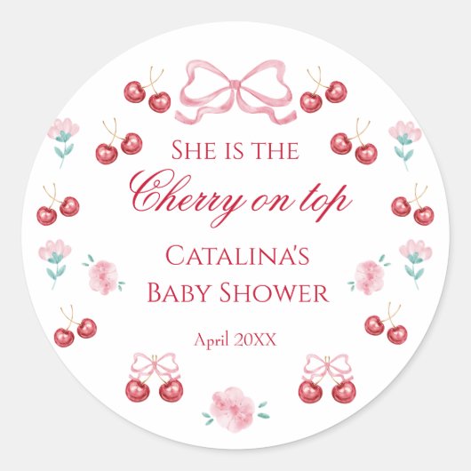 Cherry Blossom Baby shower Dank u Sticker (Voorkant)