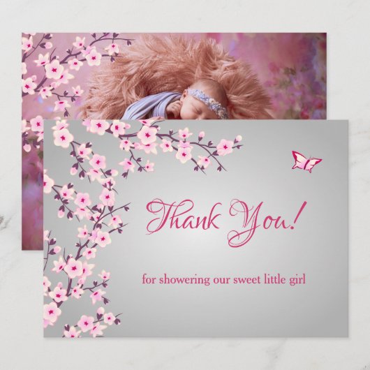 Cherry Blossom Baby shower | Foto bedankt voor je (Voorkant / Achterkant)