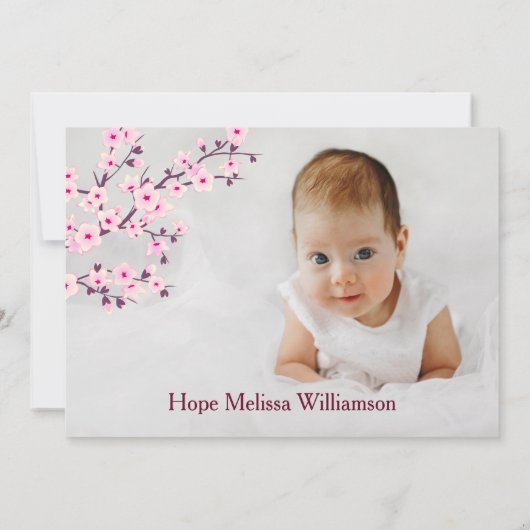 Cherry Blossom Baby shower | Foto bedankt voor je  (Achterkant)