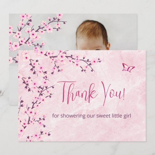 Cherry Blossom Baby shower | Foto bedankt voor je  (Voorkant / Achterkant)