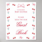 Cherry Blossom Baby shower gastenboek Poster (Voorkant)