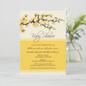 Cherry Blossom Baby shower Invitation (geel) Kaart (Staand voorkant)