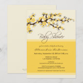 Cherry Blossom Baby shower Invitation (geel) Kaart (Voorkant / Achterkant)
