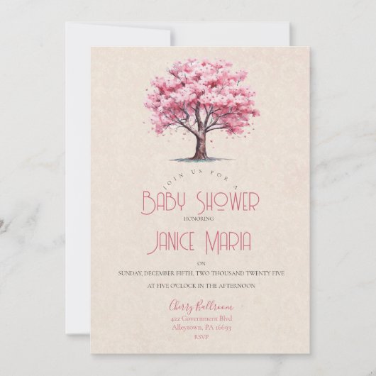 Cherry Blossom Baby shower Invitation Kaart (Voorkant)
