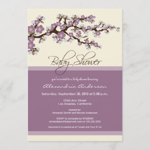 Cherry Blossom Baby shower Invitation (lavender) Kaart