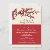Cherry Blossom Baby shower Invitation (rood) Kaart (Voorkant)