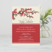 Cherry Blossom Baby shower Invitation (rood) Kaart (Staand voorkant)