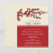 Cherry Blossom Baby shower Invitation (rood) Kaart (Voorkant / Achterkant)