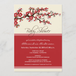 Cherry Blossom Baby shower Invitation (rood) Kaart