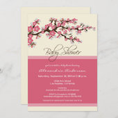 Cherry Blossom Baby shower Invitation (roze) Kaart (Voorkant / Achterkant)