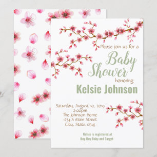 Cherry Blossom Baby shower Kaart