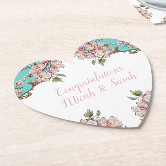 Cherry Blossom Baby shower Kartonnen Onderzetters (Gekanteld)