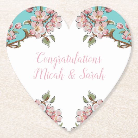 Cherry Blossom Baby shower Kartonnen Onderzetters (Voorkant)