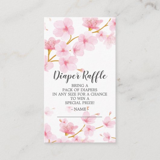 Cherry Blossom Baby shower Luier Raffle Ticket Informatiekaartje (Voorkant)