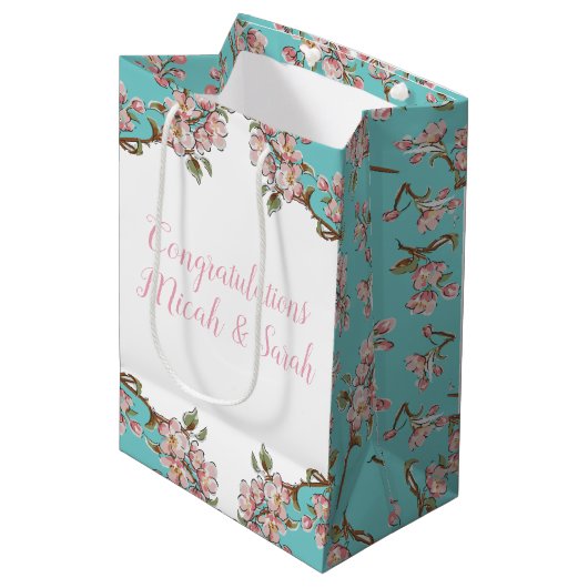 Cherry Blossom Baby shower Medium Cadeauzakje (Voorkant Gekanteld)