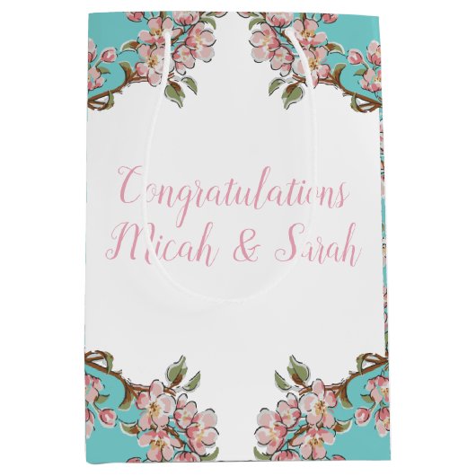 Cherry Blossom Baby shower Medium Cadeauzakje (Voorkant)