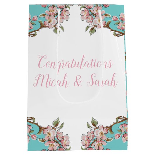 Cherry Blossom Baby shower Medium Cadeauzakje (Achterkant)