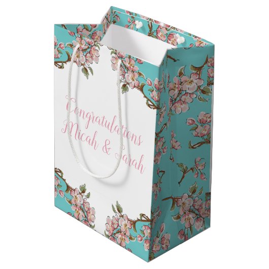 Cherry Blossom Baby shower Medium Cadeauzakje (Achterkant Gekanteld)