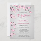Cherry Blossom Baby shower Pink Grey Kaart (Voorkant)