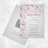 Cherry Blossom Baby shower Pink Grey Kaart