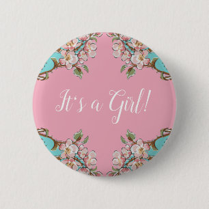 Cherry Blossom Baby shower Ronde Button 5,7 Cm
