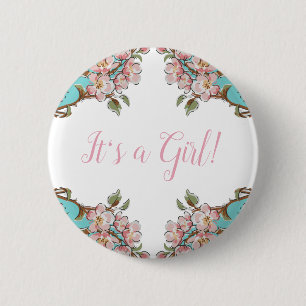 Cherry Blossom Baby shower Ronde Button 5,7 Cm