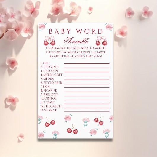 Cherry Blossom Baby Word Scramble spel Flyer
