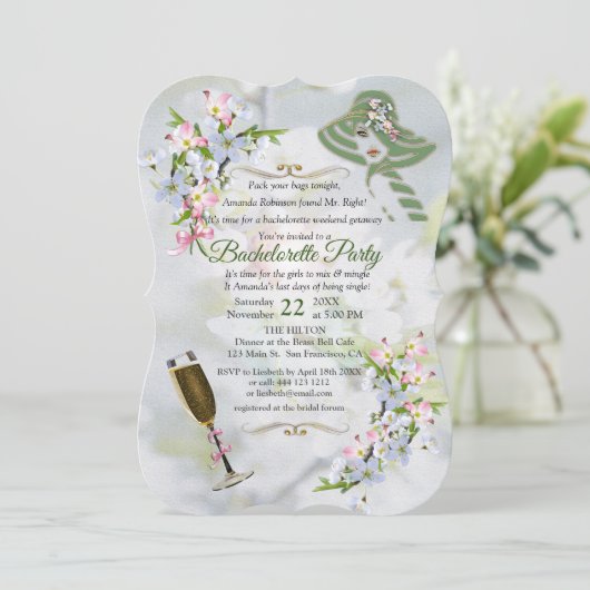 Cherry Blossom Bachelorette Party Kaart (Staand voorkant)