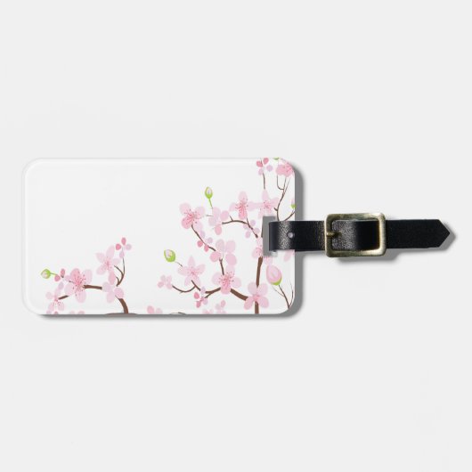 Cherry Blossom Bagagelabel met lederriem (Voorkant horizontaal)