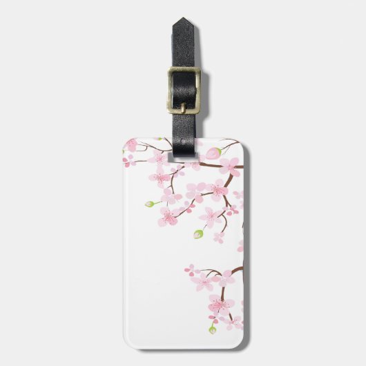 Cherry Blossom Bagagelabel met lederriem (Voorkant verticaal)