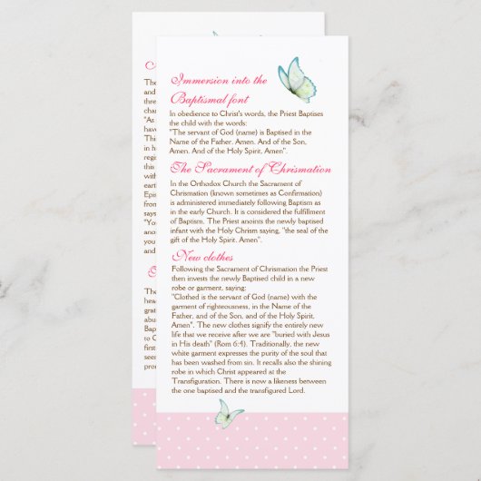 Cherry Blossom Baptism Programme 4/5 Programmakaart (Voorkant / Achterkant)