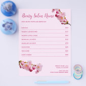 Cherry Blossom Beauty Salon Services Prijslijst Flyer (Enkel)