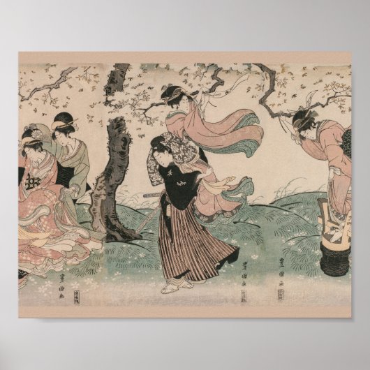 Cherry Blossom Bekijken in het voorjaar Japans Uki Poster (Voorkant)