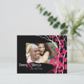Cherry Blossom Bella Save the Date Foto Aankondigingskaart (Staand voorkant)