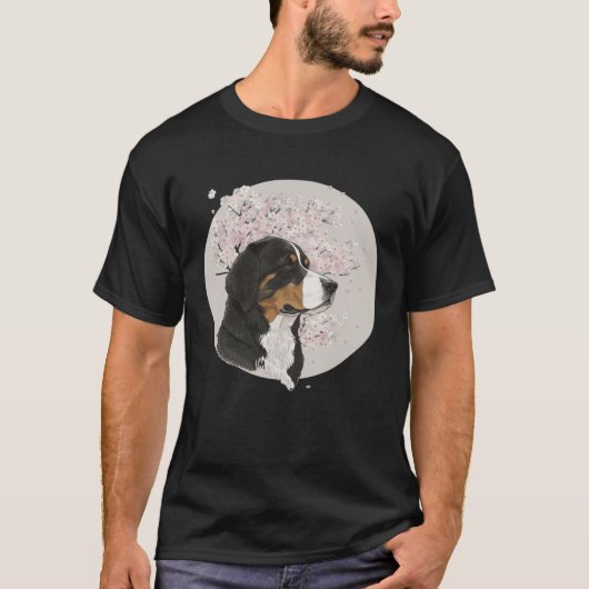 Cherry Blossom Bernese Mountain Dog Breed Japanese T-shirt (Voorkant)