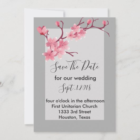 Cherry Blossom bewaar de datum Kaart (Voorkant)