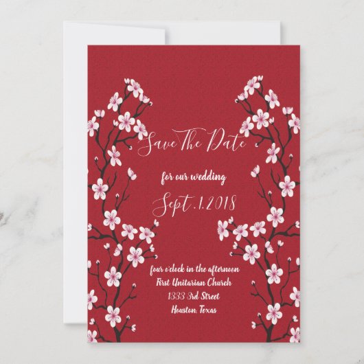 Cherry Blossom bewaar de datum Save The Date (Voorkant)