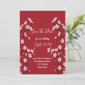 Cherry Blossom bewaar de datum Save The Date (Staand voorkant)