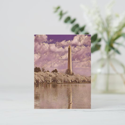 Cherry Blossom bij het Washington Monument Briefkaart (Staand voorkant)