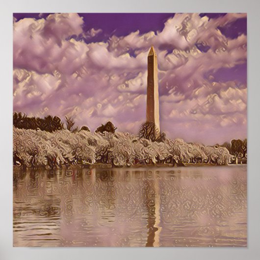 Cherry Blossom bij het Washington Monument Poster (Voorkant)