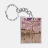 Cherry Blossom bij het Washington Monument Sleutelhanger (Voorkant Links)