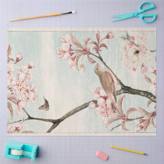Cherry Blossom Bird  Bee Moth Decoupage Tissuepapier (Craft)